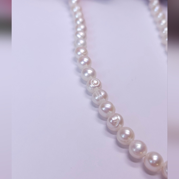 Handmade Genuine Rose Akoya Pearl Necklace Sterling Silver Clasp 16" Choker - Picture 12 of 16